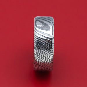 Kuro Damascus Steel and DiamondCast Sleeve Ring Custom Made