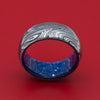 Marble Kuro Damascus Steel and DiamondCast Sleeve Ring Custom Made