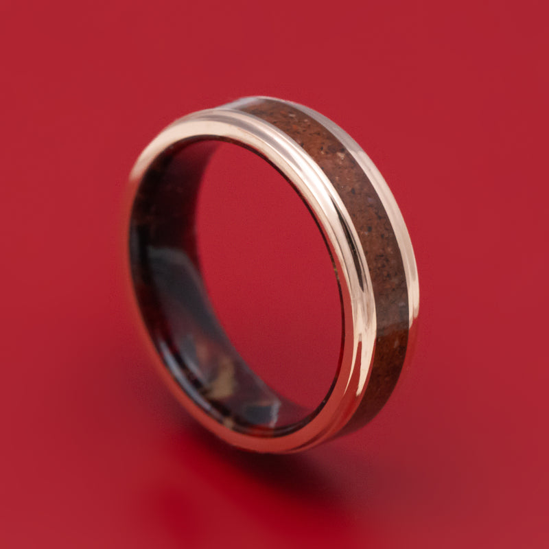 14K Gold and Dinosaur Bone Inlay Ring with DiamondCast Sleeve Custom Made