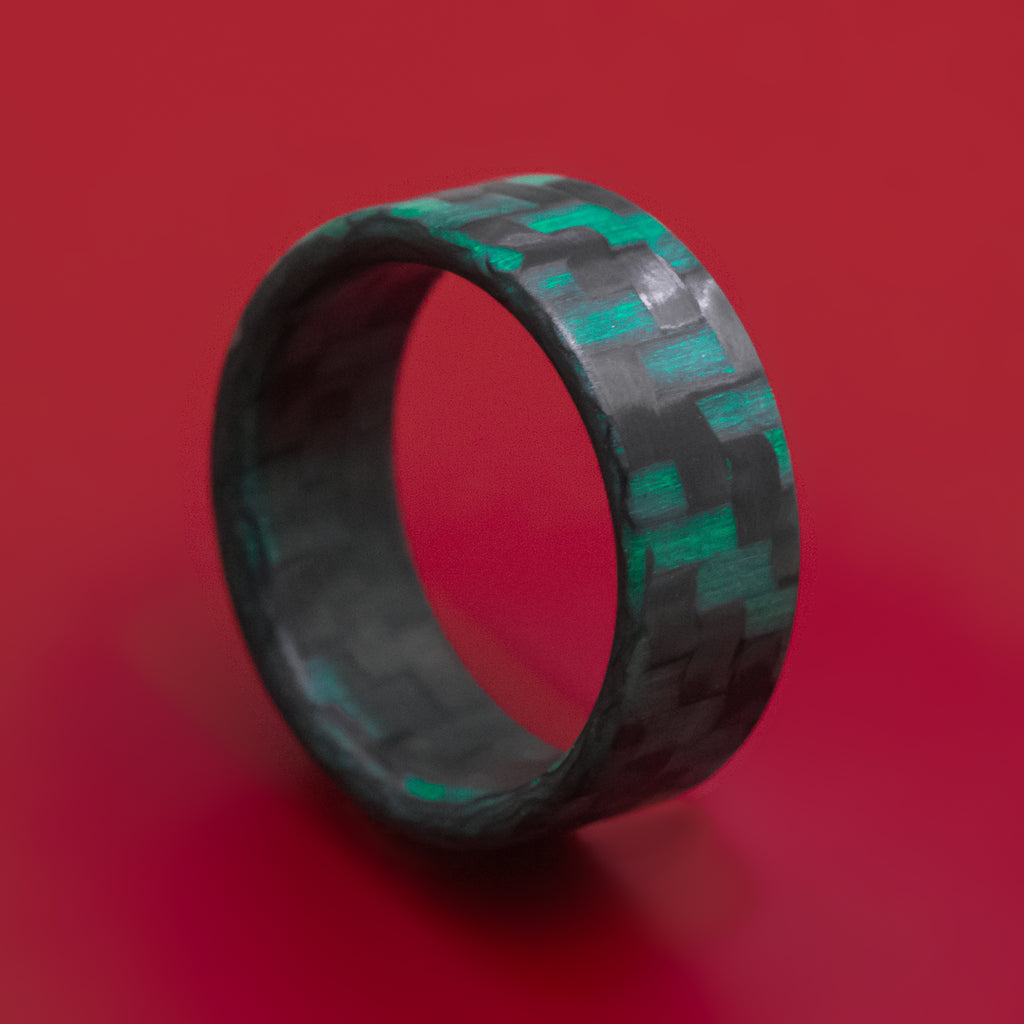 Carbon Fiber Green Glow Ring