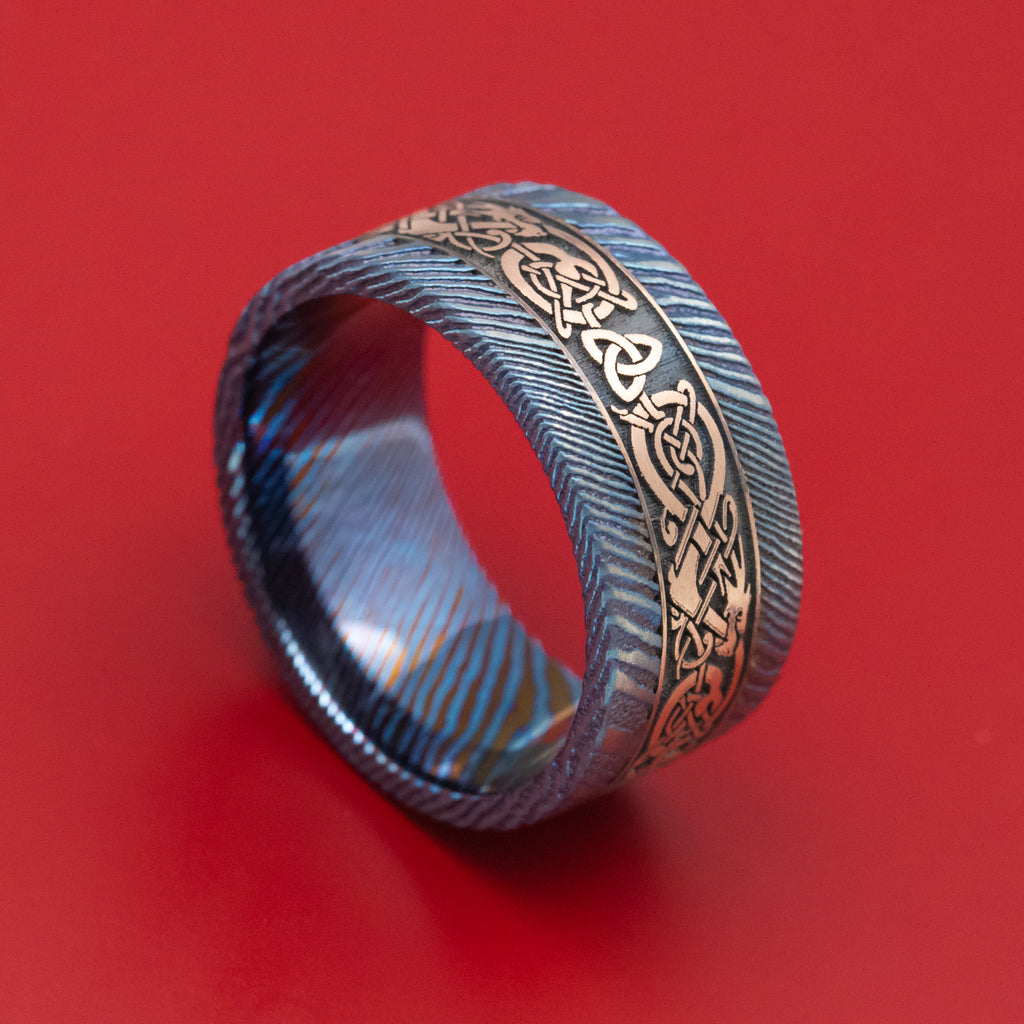 Kuro-Ti and Gold Celtic Dragon Custom Ring
