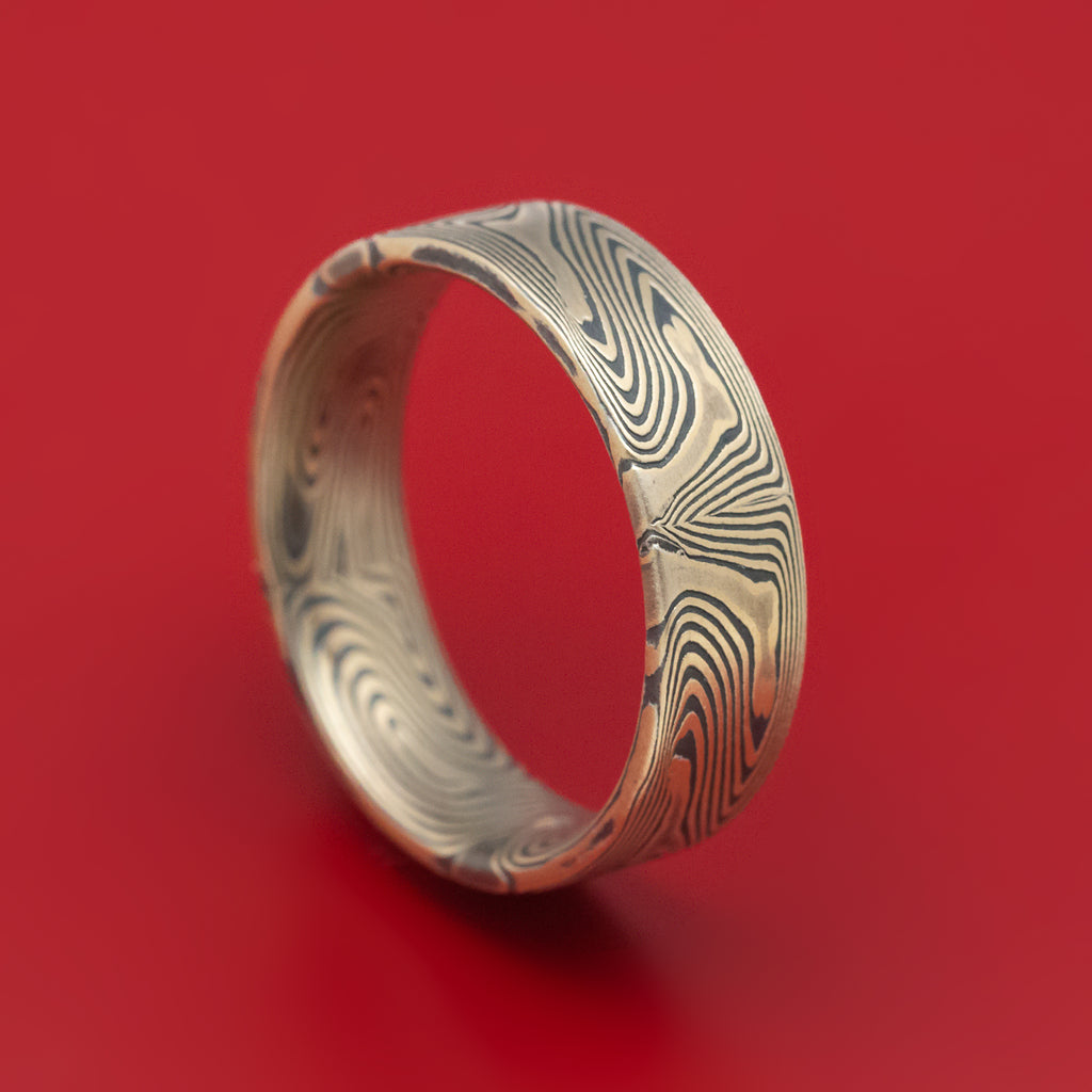 Handmade 14K Mokume Gane Echo Pattern Ring