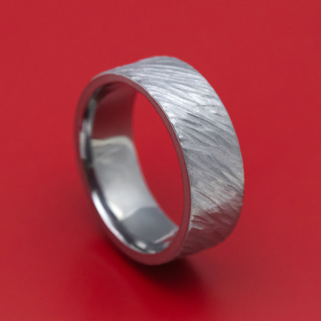 Tantalum Angled Tree Bark Finish Ring