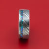 Kuro Damascus Steel and Abalone Inlay Custom Ring