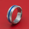 Tantalum Ring with DiamondCast Inlay Custom Made Hammered Band