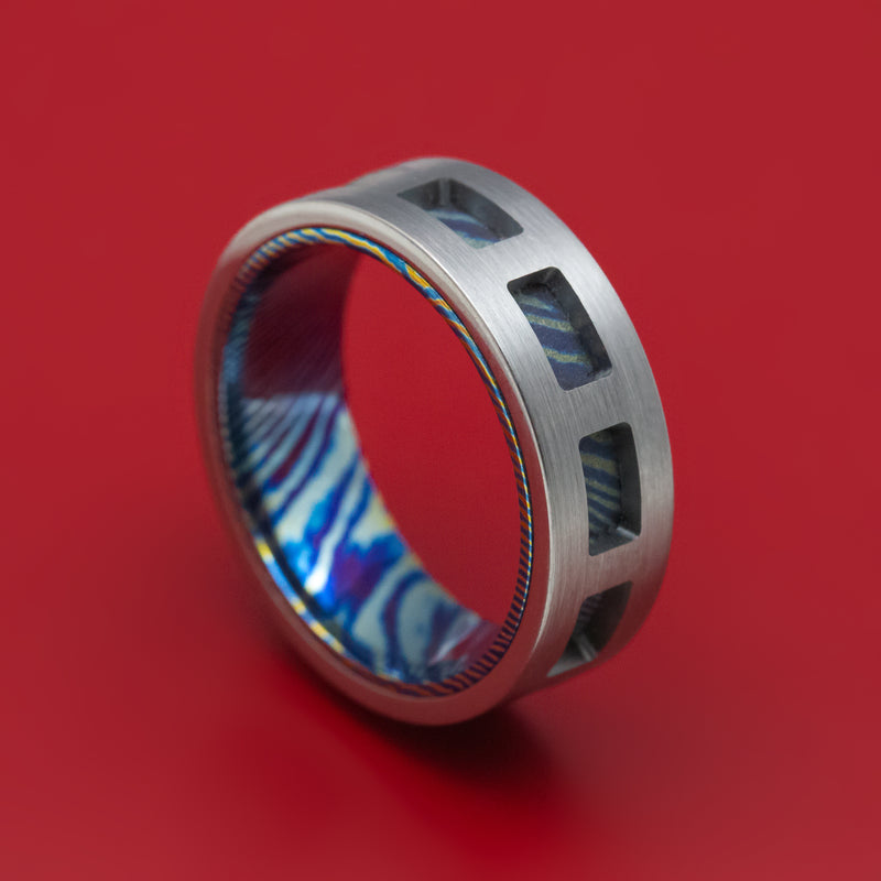 Titanium and Kuro-Ti Cut-Through Window Ring Custom Made