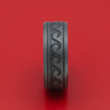 Black Zirconium Wave Ring with Wood Sleeve Custom Made Band