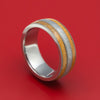 Titanium Ring with Gibeon Meteorite and Wood Inlays Custom Made Band