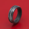 Black Zirconium and Diamond Ring with Forged Carbon Fiber Sleeve Custom Made