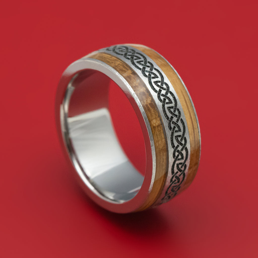 Titanium Celtic Knot and Hardwood Ring Custom Made