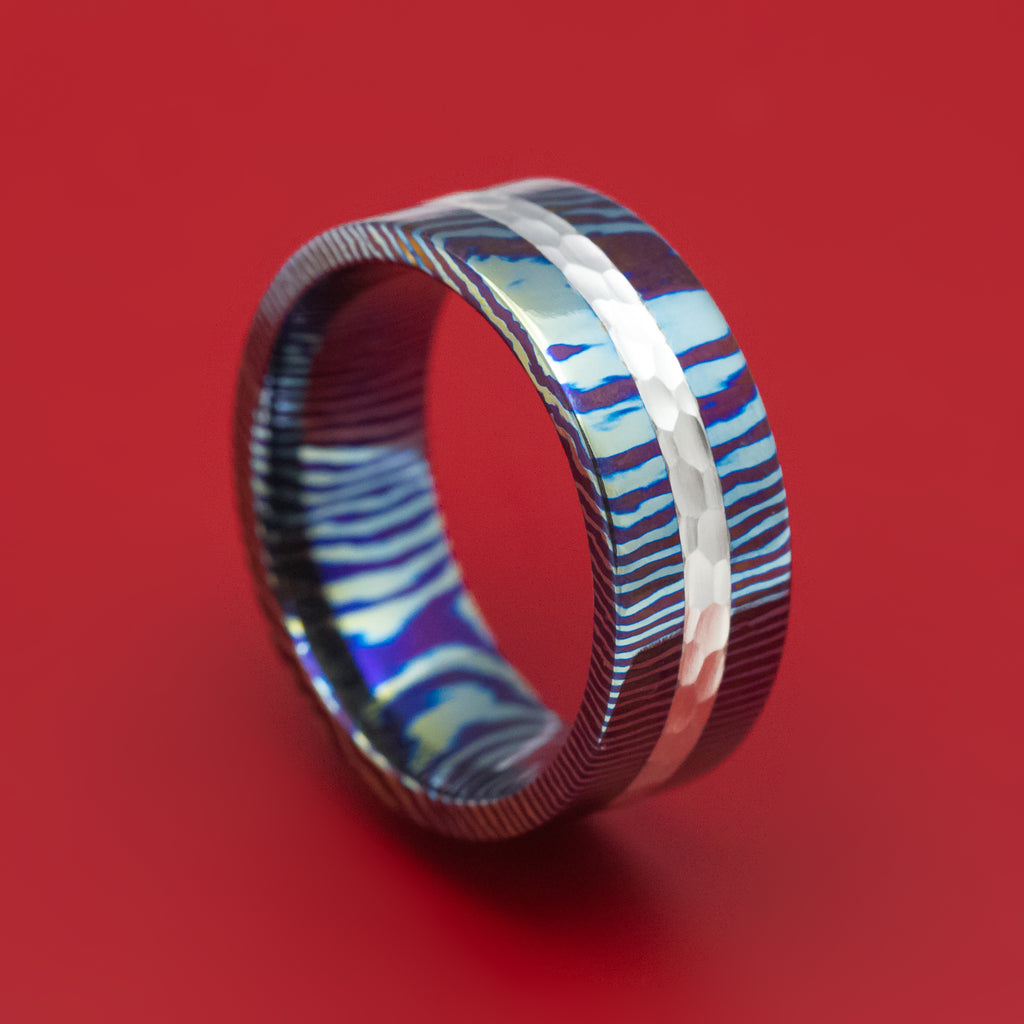Kuro-Ti Twisted Titanium and Silver Heat-Treated Ring Custom Made Band