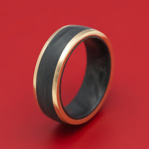 10K Gold Ring with Forged Carbon Fiber Inlay and Sleeve