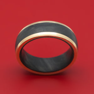 10K Gold Ring with Forged Carbon Fiber Inlay and Sleeve