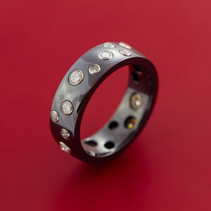 Black Zirconium Staggered Diamond Ring with 15 Brilliant Diamonds
