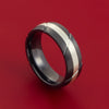 Black Zirconium Textured Ring with Silver Inlay Wedding Band Any Size and Finish Alternative Look