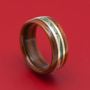 Solid Wood Ring with Cash and Brass Inlays