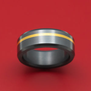 Elysium Black Diamond And 24K Gold Ring Custom Made Band