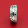 Kuro Damascus Steel Meteorite Ring with Gold and Black Diamonds Custom Made Band
