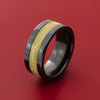 Black Zirconium Ring with Hardwood Inlay Custom Made Band