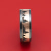 Black Zirconium And Gold Pine Tree Design Ring
