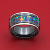 Black Zirconium and Dichrolam Inlay Ring with Gold Edges Custom Made Band