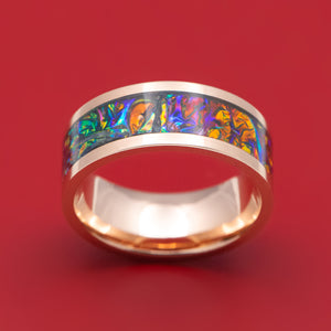 14K Gold and Dichrolam Inlay Ring Custom Made Band