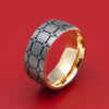 Tantalum and Gold Sleeve Geometric Pattern Ring Custom Made Band