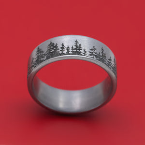 Tantalum Ring with Pine Tree Design Pattern