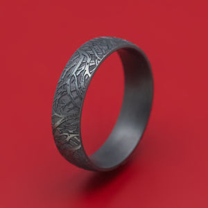 Darkened Tantalum Ring with Tree Design Pattern