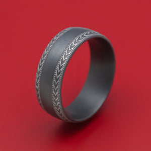 Darkened Tantalum Ring with Edge Design Pattern