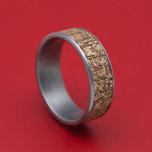 Tantalum Ring with 14K Gold Bamboo Texture Inlay
