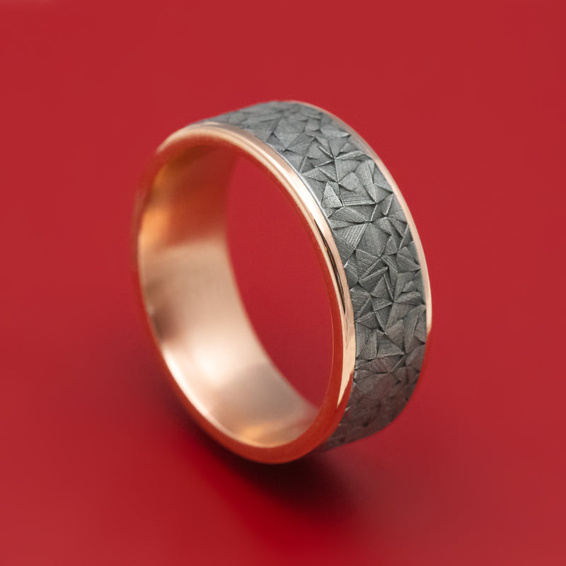 14K Gold and Tantalum Geometric Texture Ring