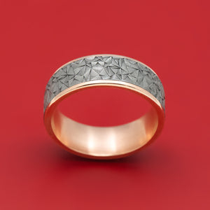 14K Gold and Tantalum Geometric Texture Ring