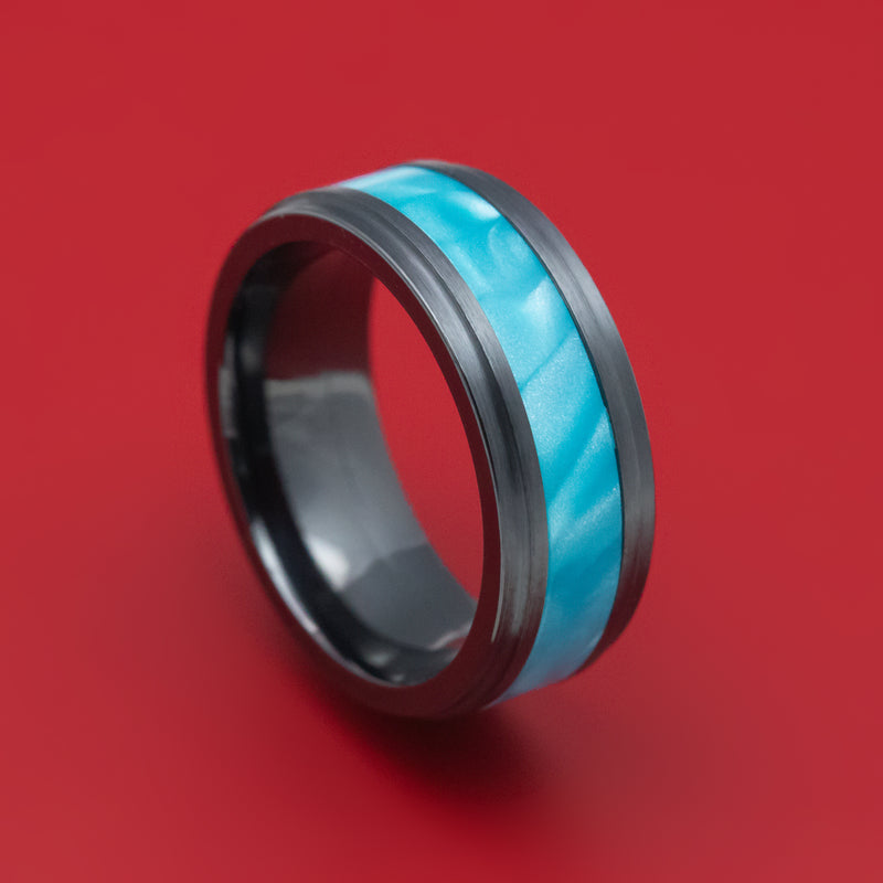 Black Zirconium and Juma Inlay Ring Custom Made Band