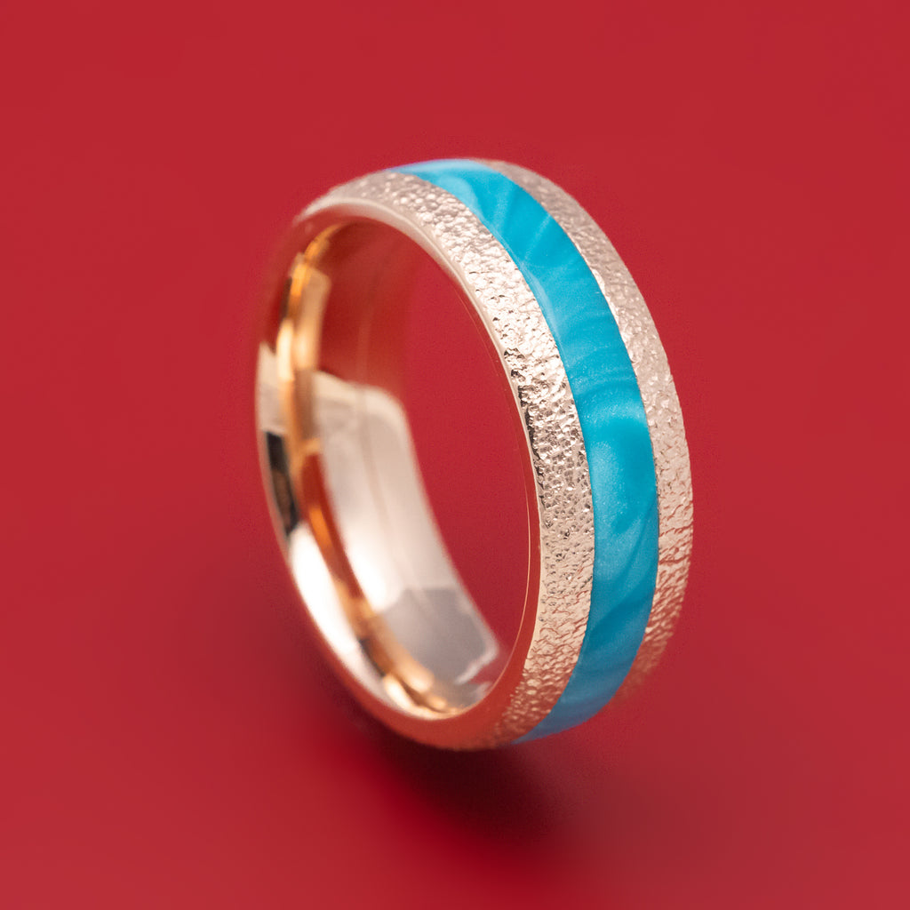 14K Gold and Juma Inlay Ring Custom Made Band