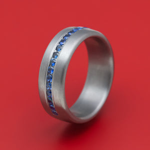 Tantalum Band With Satin Finish And Sapphires Custom Made Ring