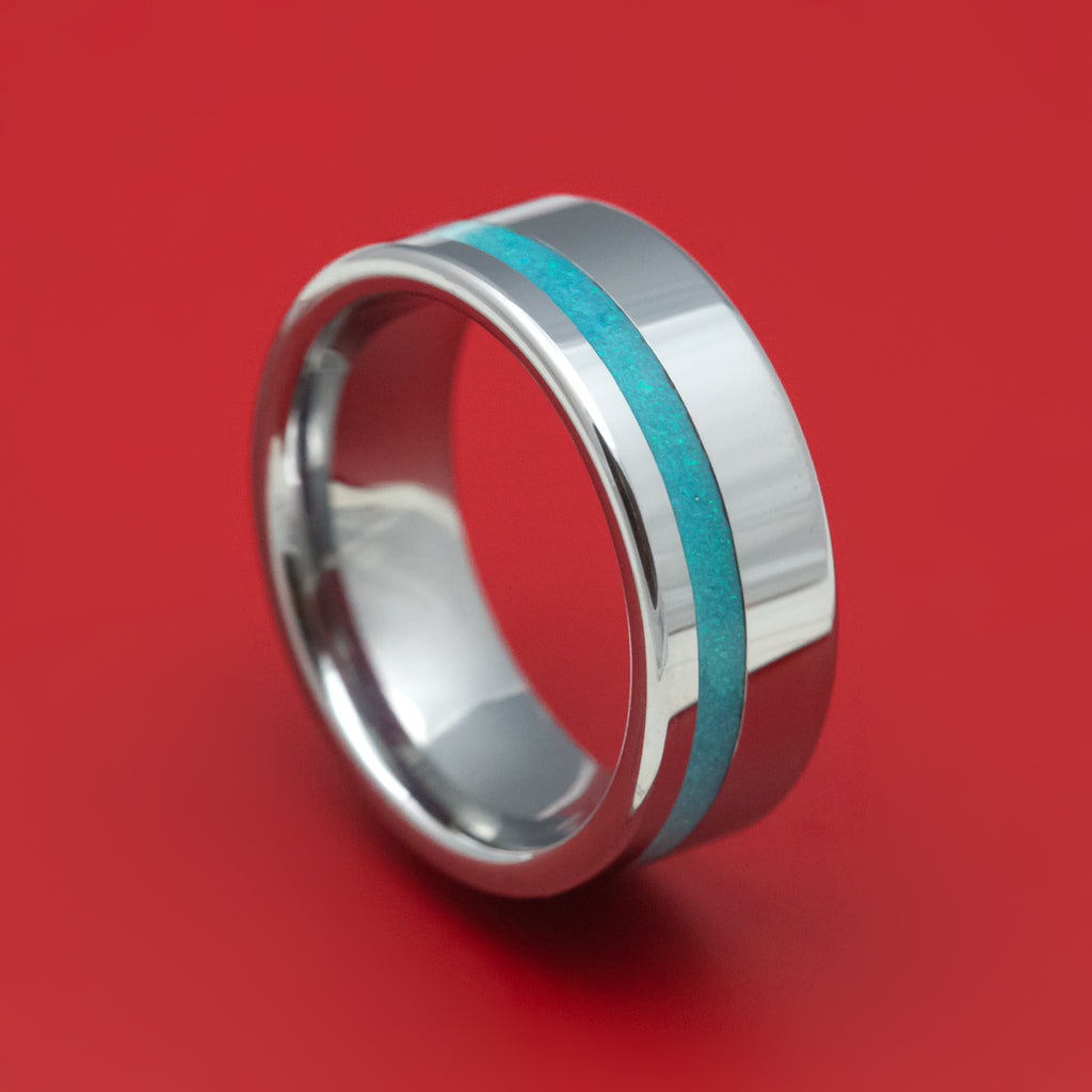 Tungsten Ring With Opal Inlay Custom Made