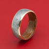 14K Gold Ring with Meteorite Inlay and Wood Sleeve
