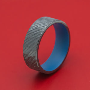Black Zirconium Ring with Angled Treebark Finish and Cerakote Sleeve