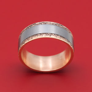 14K Gold Ring with Stone Wall Texture and Tantalum Inlay