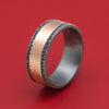 Tantalum Ring with Stone Wall Texture and 14K Gold Inlay