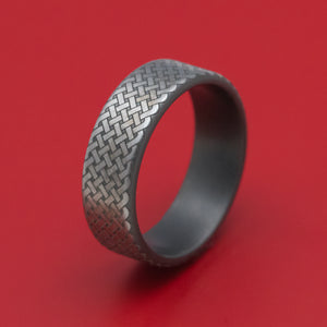 Darkened Tantalum Ring with Celtic Knot Pattern Custom Band