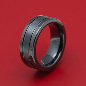 Black Ceramic Grooved Style Ring