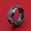 Black Ceramic Classic Style Beveled Ring