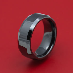 Black Ceramic Classic Style Beveled Ring