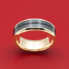 14K Gold Ring with Zirconium and Dinosaur Bone Inlays Custom Made Band