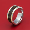Cobalt Chrome Ring with 14K Gold and Hardwood Inlays Custom Made Band