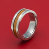 Cobalt Chrome Ring with Silver and Hardwood Inlays Custom Made Band