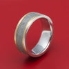 Cobalt Chrome Ring with 14K Gold and Meteorite Inlays Custom Made Band