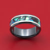 Black Zirconium Ring with Silver and Abalone Inlays Custom Made Band